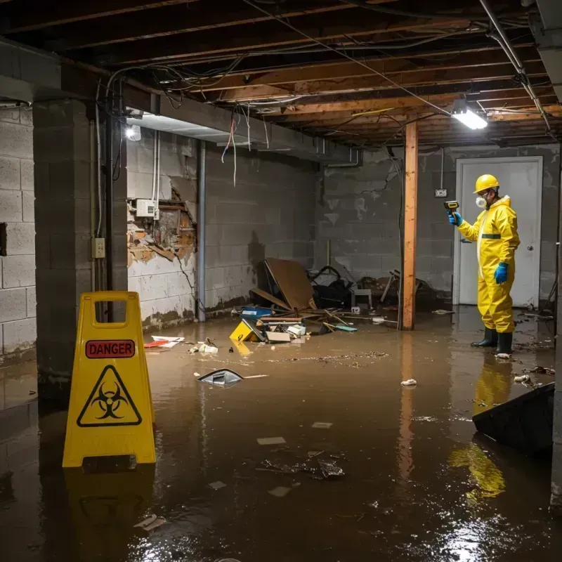 Flooded Basement Electrical Hazard in Tolland, CT Property